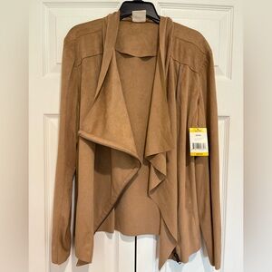 Elegant Tan Women's Draped Jacket